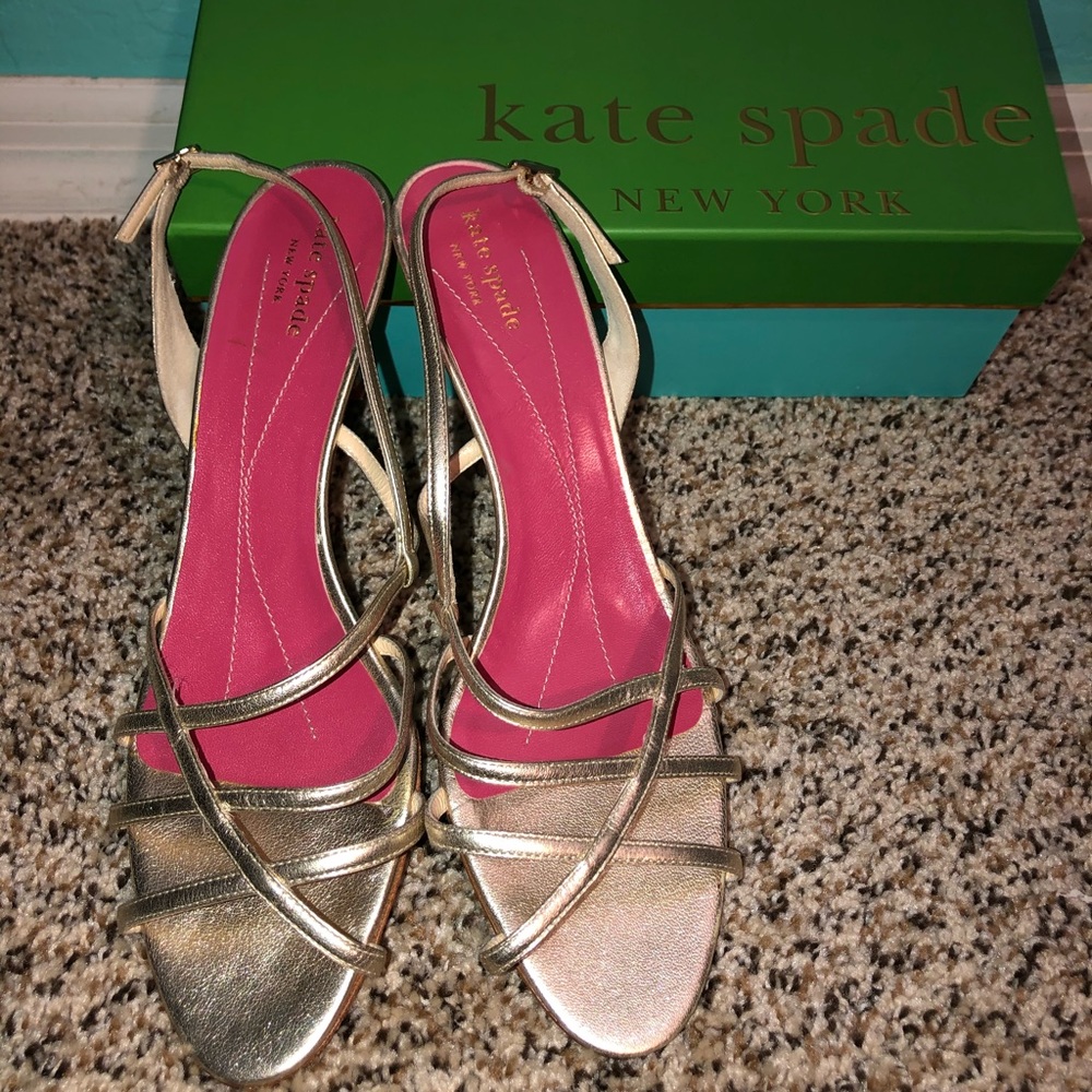 Kate Spade NY Metallic Gold Strappy Heels Sandals